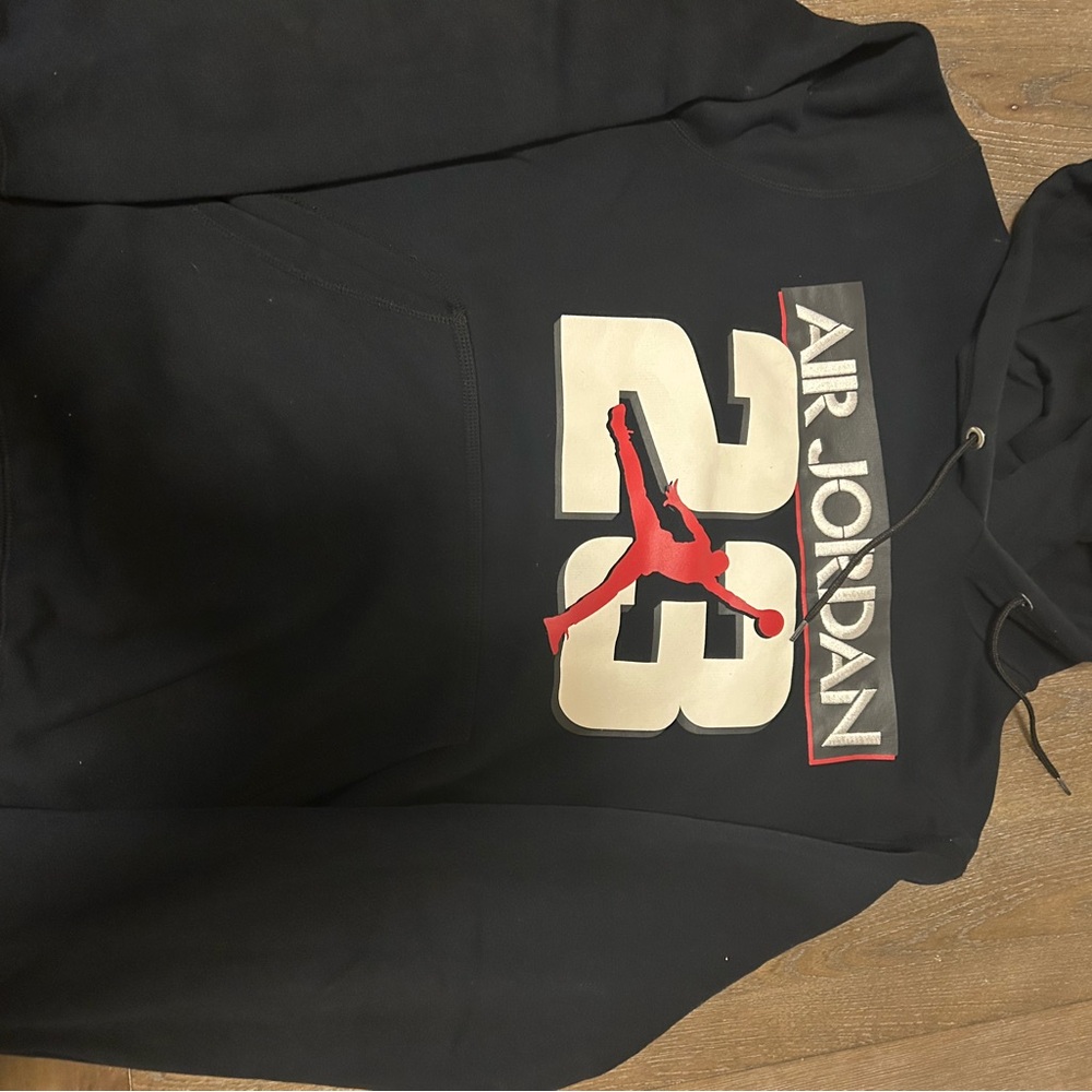 Air Jordan Black Hoodie with Red / White Logo PreOwned Excellent